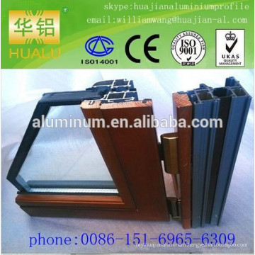 China lowest price wood- aluminium windows and profile, extrusion aluminium windows profile,